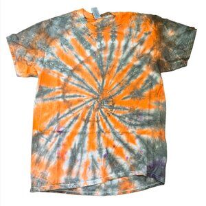Tie Dye Orange and Gray T Shirt